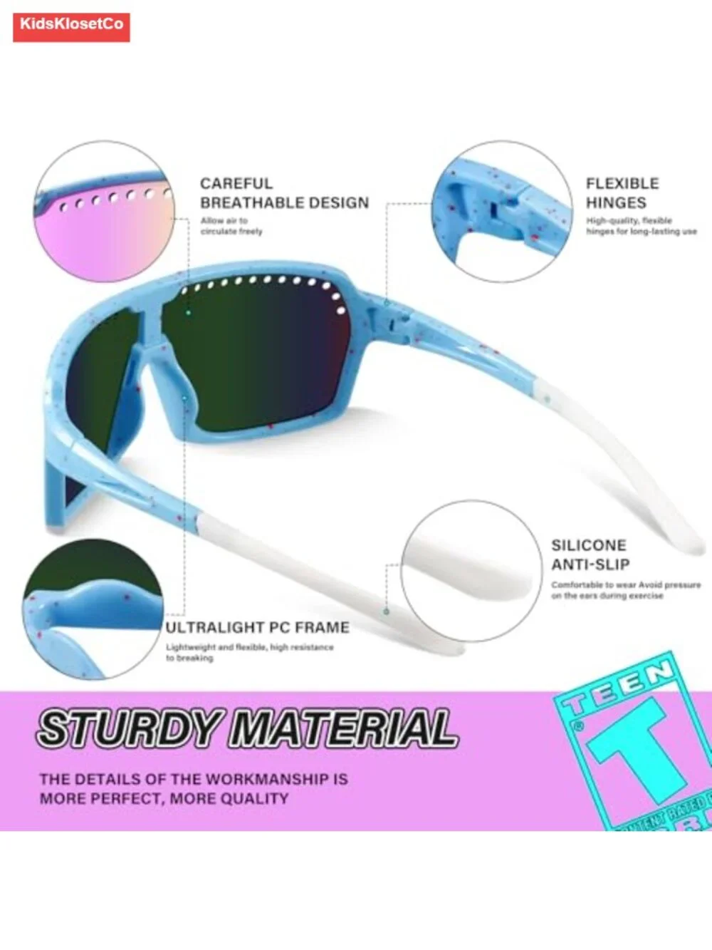 Polarized Kids Sunglasses Youth Baseball Sun Glasses for Sports
